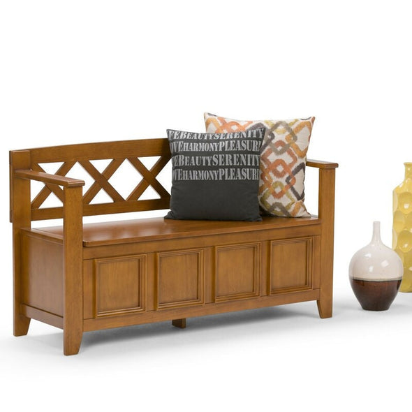 Light Avalon Brown Flip top Storage Bench Added Storage and Seating for your Entryway or Mudroom Dual Storage Compartment