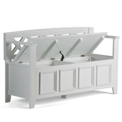 White Flip top Storage Bench Added Storage and Seating for your Entryway or Mudroom Dual Storage Compartment