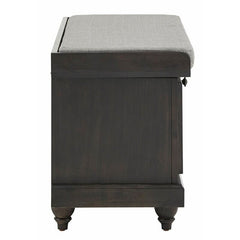 Antique Black Hemmer Upholstered Flip Top Storage Bench Pulling Double Duty As A Sitting and Storage Area for your Entryway or Bedroom