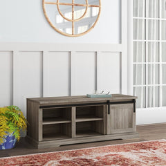 Gray Wash Chatham Square Shoe Storage Bench Two Adjustable Shelves and One Fixed Shelf Are Each Perched Inside their Own Storage Compartment