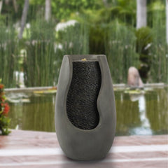 Polystone Modern Pot Outdoor Fountain Create your Own Calming Backyard Oasis with the Fountain. This Outdoor Water Feature