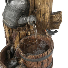 Resin Bird House Post and Water Can Patio Fountain Give your Garden or Patio A Rustic Touch with this Farmhouse Themed Outdoor Fountain