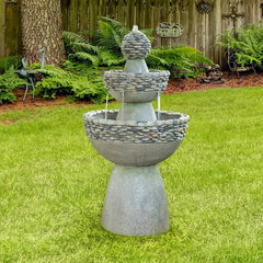 Resin Zen 3 Level Fountain Provides a Tranquil and Soothing Addition to your Porch, Backyard, or Sunroom. Featuring A Timeless, 3-Tier