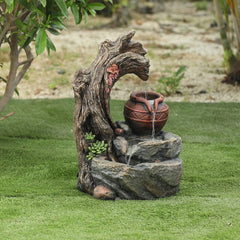 Resin Tree Stump and Rock Outdoor Fountain Soothing Sights and Sound of Water Into your Yard, Garden or Landscape with this Nature Sculpture