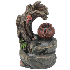 Resin Tree Stump and Rock Outdoor Fountain Soothing Sights and Sound of Water Into your Yard, Garden or Landscape with this Nature Sculpture