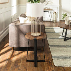 Dark Walnut Enrique Cross Legs End Table From Modern Farmhouse To Urban Industrial, This Side Table is A Perfect your Living Room