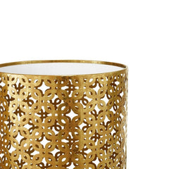 Drum Nesting Tables Set of Two Cylindrical Tables is Crafted From Metal with A Gold Finish for A Pop of Glamour Wherever They Rest