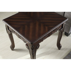 Dark Cherry End Table The Traditional Details and Carved Wood Face Trim Add Elegance and Grace to your Living Room