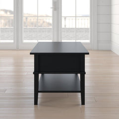 Black 4 Legs Coffee Table with Storage Keep your Entertainment Essentials Nearby on the Coffee Table Offers Plenty of Room