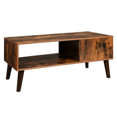 Rustic Brown 4 Legs Coffee Table with Storage Perfect for your Living Room for your Home Office