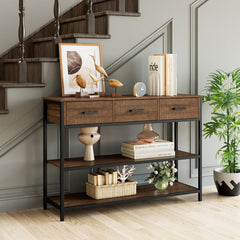 Walnut Console Table Display Space But Also Can Be Used As A TV Stand, Coffee Bar Table, Flower Pot Stand, for Entrance, Living Room