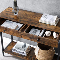 Console Table More Drawers Easy to Store your Keys, Mail, and Wallets. 2 Extra Drawers Under the Tabletop Give you Room to Hide