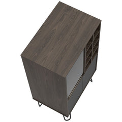 Brown Bar with Wine Storage  Compact Bar Cabinet that Can Hold your Favorite Wines and Liquors Door Compartment To Hang your Wine Glasses