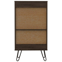 Brown Bar with Wine Storage  Compact Bar Cabinet that Can Hold your Favorite Wines and Liquors Door Compartment To Hang your Wine Glasses