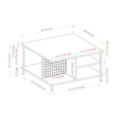 Gray Wash 4 Legs Coffee Table with Storage 360 Degrees of Open Storage for Display Space Provides All the Room you Need your Favorite Games