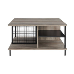 Gray Wash 4 Legs Coffee Table with Storage 360 Degrees of Open Storage for Display Space Provides All the Room you Need your Favorite Games