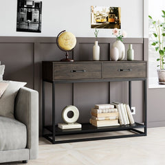 Console Table Additional Space to Place Ornaments, Containers, and More. This 2-Tier Rectangular Sofa Table Can Decorate your Entryway