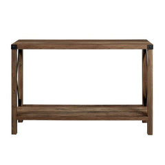 Reclaimed Barnwood Console Table Bring A Refined Rustic Style to Your Space with This Console Table X-Frame Sides Open Lower Shelf