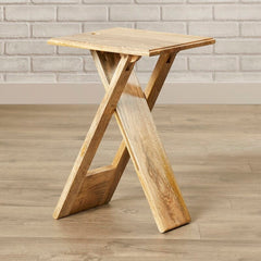 Natural Solid Wood Cross Legs End Table Perfect for This Multitasking Occasion Can Be Easily Stowed or Function As A Permanent End Table