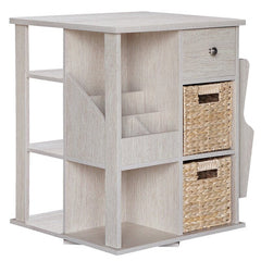 White Wash 3 - Drawer End Table Keep your Eyeglasses, Remote Controls, Tablets, Smartphones, Calculators, TV Guides Storage and Organization