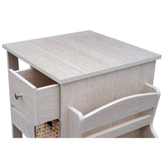 White Wash 3 - Drawer End Table Keep your Eyeglasses, Remote Controls, Tablets, Smartphones, Calculators, TV Guides Storage and Organization