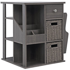 Gray Wash 3 - Drawer End Table Keep your Eyeglasses, Remote Controls, Tablets, Smartphones, Calculators, TV Guides Storage and Organization