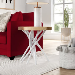 White Solid Wood Tree Stump End Table Perfect for Bringing A Natural Touch To Any Room Natural Source Material