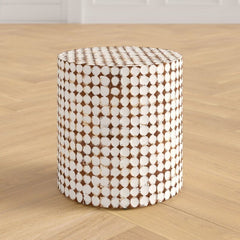 White Nightstand Perfect By your Bed, or Next to the Couch, Bring A Natural Touch to Any Space with this Solid Wood Drum End Table