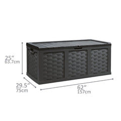 Black 153 Gallons Water Resistant Plastic Lockable Deck Box  Ideal Storage Space for Extra Cushions, Patio Accessories