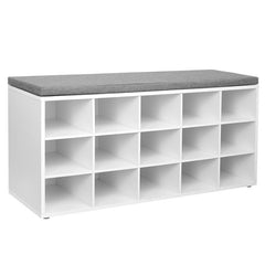 White 15 Pair Shoe Storage Bench Scattering your Entryway  Wooden Storage Bench Can Save All your Family’s Shoes from Messy Piles