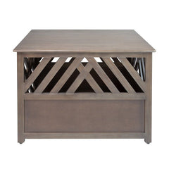 Taupe Gray Modern Lattice Pet Crate Doubling As A Dog Crate, This Two-in-One Design Brings the Best of Both to Any Pet-Friendly Home