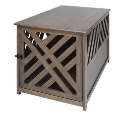 Taupe Gray Modern Lattice Pet Crate Doubling As A Dog Crate, This Two-in-One Design Brings the Best of Both to Any Pet-Friendly Home