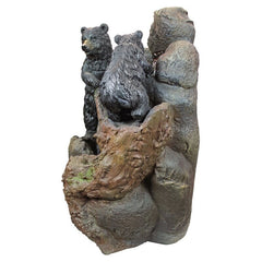 Black Bears Sculptural Fountain with LED Light your Garden or your Patio. Multiple Cascading Streams of Water Flow to Create A Woodsy Forest