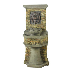 Resin Fiberglass Lion Head Outdoor Indoor Water Fountain Adjustable Flow Rate Beautify the Garden Perfect for your Garden