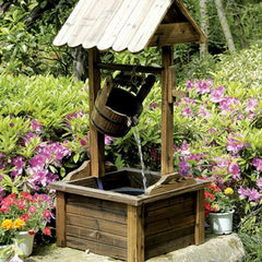 Wood Wishing Well Outdoor Patio Water Fountain His Wishing Well Stands Over and is Perfect for your Backyard, Patio, Or Garden