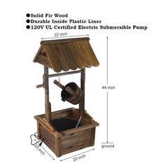 Wood Wishing Well Outdoor Patio Water Fountain His Wishing Well Stands Over and is Perfect for your Backyard, Patio, Or Garden