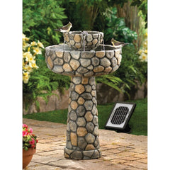 Resin Solar Cobblestone Water Fountain Give your Garden or Walkway A Touch of Charm Pumps 100 to 200 Gallons of Water Per Day