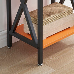 Orange 1 - Drawer Iron Nightstand Addition to your Bedside Decor. Drawer and Open Shelf Provide Storage for Nighttime Essentials