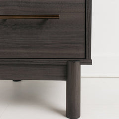 1 - Drawer Nightstand in Warm Gray Creates A Modern Sense of Harmony in your Room Goldtone Handles Add An Authentically Modern Touch