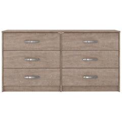 6 Drawer with Subtle Pearl Effect Over Replicated Cherry Grain Satin Nickel-Tone Vinyl Wrapped Drawer Sides and Back for Extra Durability