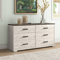 6 Drawer Double Dresser a Coastal Farmhouse Must-Have in your Bedroom Plenty of Space for your Shirts and Sweaters