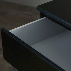 Black Wood Grain Double Dresser Six Drawers that Open Smoothly On Ball-Bearing Glides, Revealing Ample Space To Tuck Away