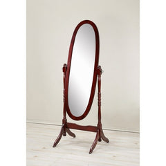 Cherry Traditional Oval Wood Mirror Perfect To Add Some Elegance And Beauty To your Home Adjustable For The Position Desired