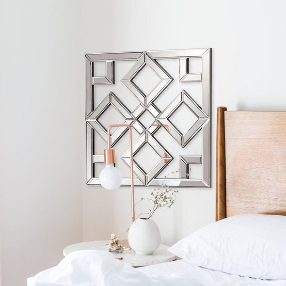 Lattice Wall Mirror This Mirror Features An Interlocking Design of Mirrored Lattice Perfect for your Any Room