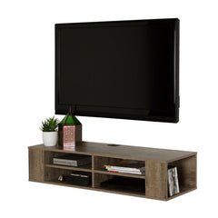 Weathered Oak TV Stand for TVs up to 55" This Modern-Looking Wall-Mount Media Console Will Open up your Living Room Space