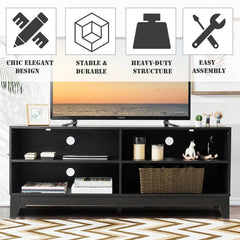 Espresso TV Stand for TVs up to 65" Four Shelves, To Hold Much Audio-Video Equipment or Other Sundries. Don't Worry About Overheat of Device