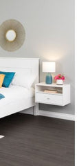 Floating Nightstand Ideal Companion for your Modern Bedroom. With Both A Drawer and An Open Compartment