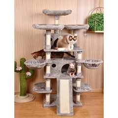 Gray 67" Lima Cat Tree Offers More Space for Pets to Climb and Explore