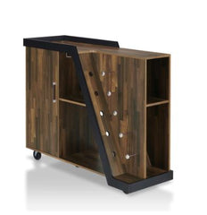 5-Bottle Mobile Wine Cabinet - Light Hickory Perfect to Organize your Essential Drinks and Accessories