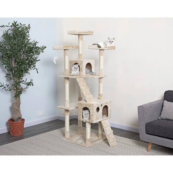 Beige 72" Free-Standing Cat Tree Addition to the Playroom or Den